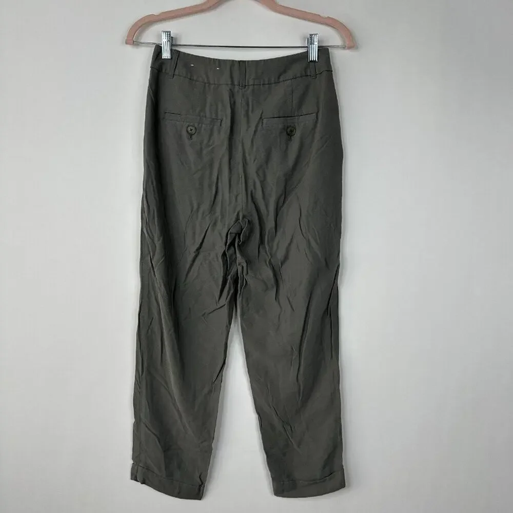 2/$30 LOFT Outlet Straight Leg Chino Pants High Waist Olive 00P #A0634 TRB3